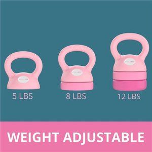 Adjustable Kettlebell - 5 lbs, 8 lbs, 12 lbs Kettlebell Weights Set for Home Gym